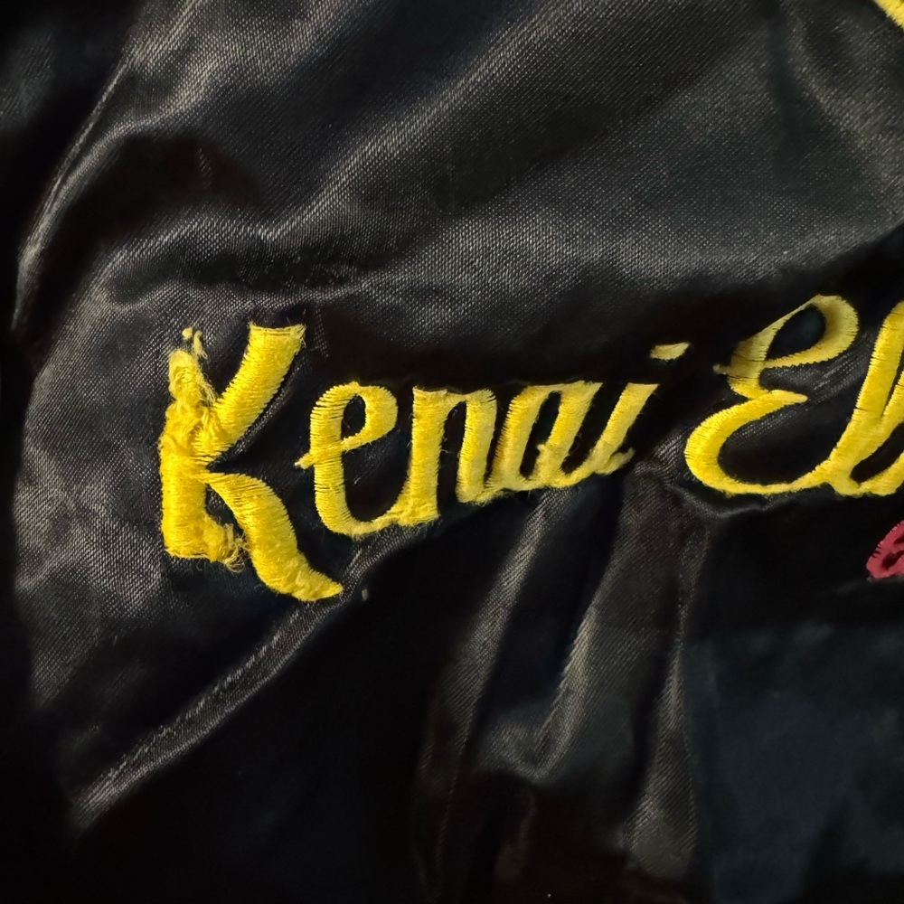 80’s Satin Bomber Jacket Kenai Elks Lodge Alaska XL Vintage Hartwell Made in USA - Picture 10 of 16